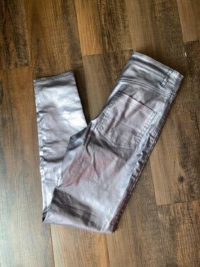 Metallic Silver Skinny Jeans for Women
